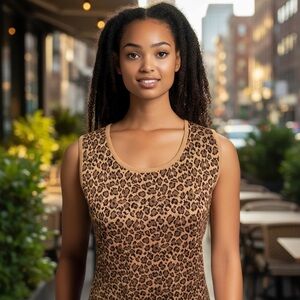 Misook Cheetah Print Knit Tank Top